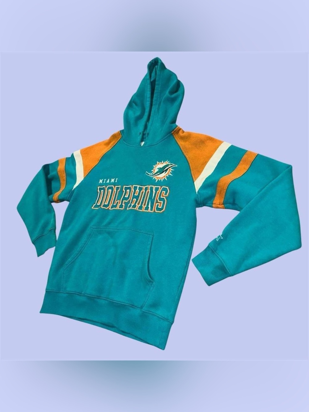 Vintage Men's Starter Aqua Miami Dolphins Draft Fleece Raglan Pullover Hoodie